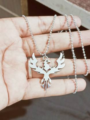TOYONIX boll chain Phoenix pendant for boys and men Silver Alloy Pendant Sterling Silver Alloy Locket