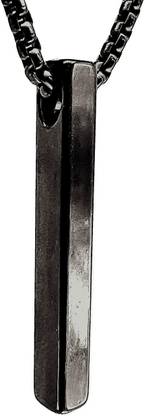 THE MEN THING Pure Stainless Steel Black Plating Pendant with 24inch Chain for Men Black Silver Stainless Steel