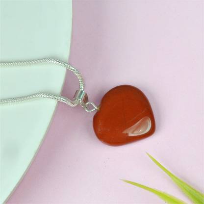 REIKI CRYSTAL PRODUCTS Natural Certified Red Jasper 15-20 mm Heart Shaped Pendant For Unisex Crystal Crystal Pendant