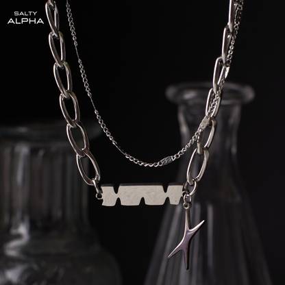 Salty Alpha Knight'S Layered Neck Chain for Men & Boys | Long Necklace | Aesthetic Jewellery Stainless Steel Locket Set