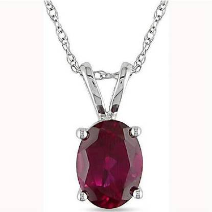 RATAN BAZAAR Silver Ruby Stone Pendant Silver Ruby Bronze Pendant