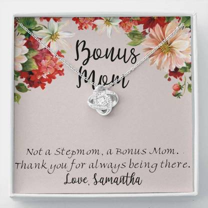 Rakva Mom Necklace Bonus Mom Gift Second Mom, Other Mom,mom, Bonus Mom, Custom Name Cubic Zirconia Sterling Silver Pendant Set