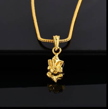 PYR Fashion gold ganesh chain::ganesh ji chain::ganpati pendant::ganpati pendant for girls Gold-plated Brass Pendant Set