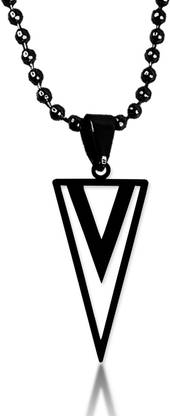 Utkarsh Black Geometric Dual Triangle Head Unique Design Stainless Steel Pendant Set