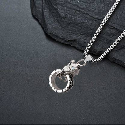 Shiv Jagdamba Gothic Jewelry Dragon Wolf Mouth Ring 24inches Square Box Chain Titanium Stainless Steel Pendant