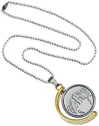 ruby collection Solid Golden & Silver Plated One Rupees Coin/Sikka Locket Gold-plated, Silver Metal