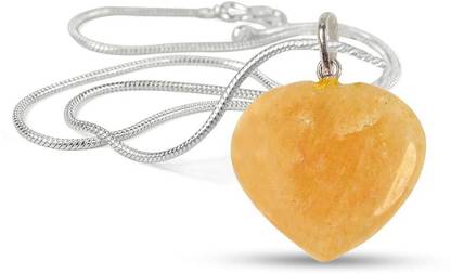 CRYSTU Indian Citrine Heart shape Crystal Stone Pendant/Locket With Chain (25-30mm) Citrine, Crystal Crystal Pendant