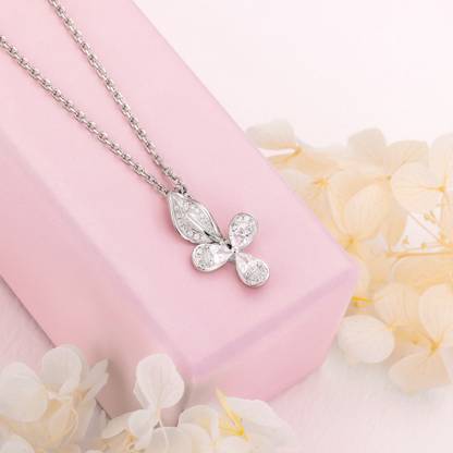 GIVA Sterling Silver Iris Flower Pendant with Link Chain for Womens and Girls Rhodium Zircon Sterling Silver Pendant