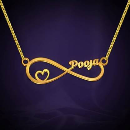 Idiotic World POOJA Infinity Name Gold-plated Brass Pendant