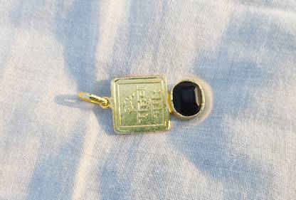 RRSKT Om Rahave Namah Hessonite Gomed Stone Pendant Gold-plated Stone Pendant