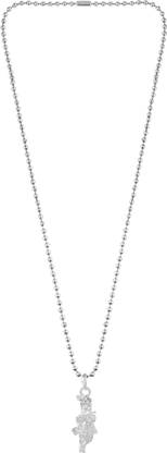 morir Silver Plated Studded with CZ Stones Hare Krishna Playing Flute Pendant Silver Cubic Zirconia Brass Pendant