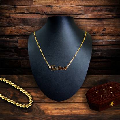 BRANDLINE Tushar Name Pendant with Chain Brass