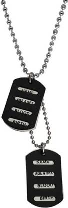 zebisco Military Army Name Black Locket Dog Tag Chain With Pendant Black Silver, Sterling Silver, Platinum Cubic Zirconia Stainless Steel, Metal