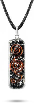 VIBESLE Black Tourmaline Double Spiral Orgonite Pendant - For Root Chakra Crystal Pendant
