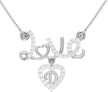 Kanak Jewels Valentine Hanging Alphabet letter D Hanging Silver Gold plated Heart Latest American Diamond for Women Girls Girlfriend Men Boys Couples Lovers Design Silver Gold and Rhodium alphabet Cubic Zirconia Brass Chain Pendant Silver Cubic Zirconia Brass Pendant