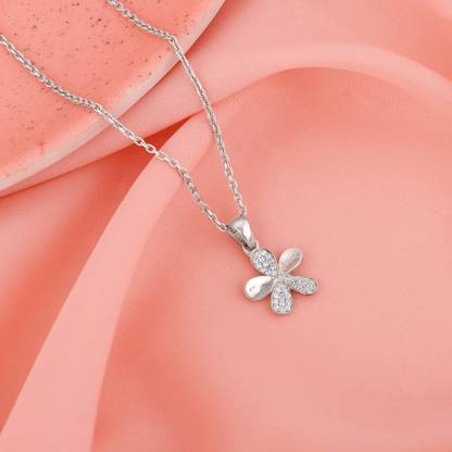 GIVA 925 Silver Flower Necklace Cubic chain with for women Rhodium Zircon Silver Pendant