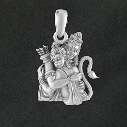 Akshat Sapphire Sterling Silver (92.5% Purity) God Shri Ram and Hanuman Pendant for Men & Women Sterling Silver Pendant