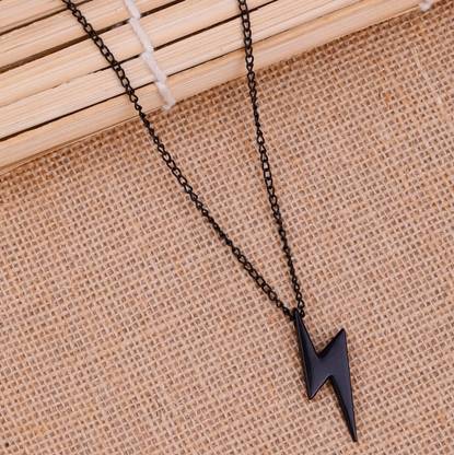 Airtick Black Harry Potter Lightning Bolt Flash Zig Zag Pendant Locket Clavicle Chain Stainless Steel Pendant Set