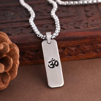 लक्ष्य OM Locket with Chain Silver Beads स्टेनलेस स्टील पेंडेंट