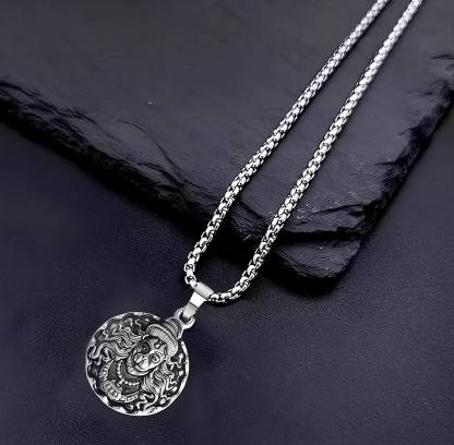 CRAFTWELL Pavanputra Locket With Silver Chain Silver Stainless Steel