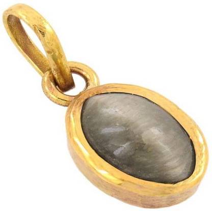 Gemzonite Cats Eye Lehsunia Gemstone Pendant For Astrology Purpose Gold-plated Cat's Eye Stone Pendant
