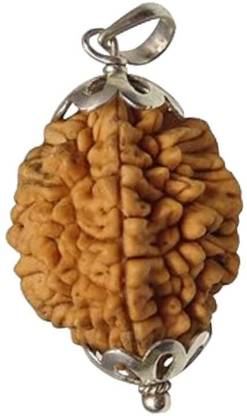 Fine Creation 2 Mukhi Rudraksha, 2 Faced Rudraksha, 2 mukhi rudraksha Nepali Silver Wood Pendant
