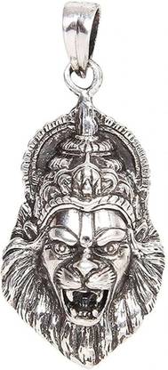 mahi Oxidised Laxmi Narasimha Swamy Unisex Pendant without Chain Rhodium Alloy Pendant