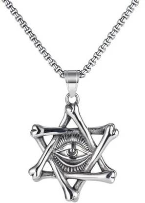 vien Evil Eye Pendant Necklace Vintage Punk Rock Amulet Jewelry Necklace For Men Silver Alloy