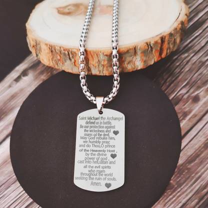 Shiv Jagdamba Catholic Jewelry Saint Michael The Archangel Prayer Pendant Sterling Silver Stainless Steel Pendant
