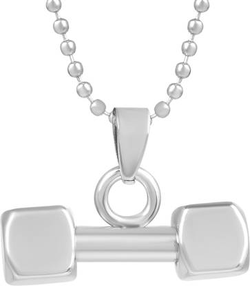 Zumrut Stainless Steel Fitness Bodybuilding Barbell Dumbbell Gym Pendant Necklaces Silver Brass Pendant