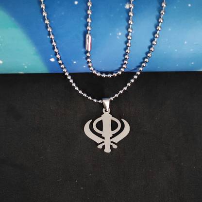 Shiv Jagdamba Religiuos Jewelry Punjabi Sikh Sardar Khanda Pendant Necklace Chain Sterling Silver Stainless Steel Pendant
