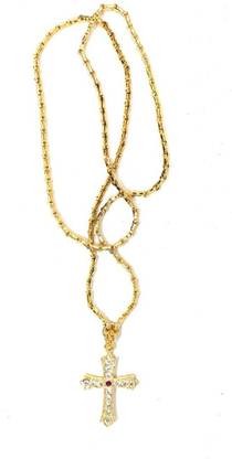 Impon Religious Lord Jesus Crusifix Cross Panchaloha/Five Metals Gold-plated Cubic Zirconia Alloy Pendant