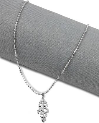 Uniqon Silver Om Chand Symbol Shiva Mahadev Mahakaal Trishul Pendant Locket Necklace Silver Stainless Steel Locket Set