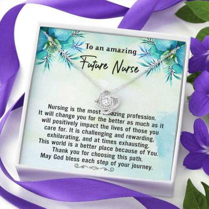 Rakva To An Amazing Future Nurse Necklace, Nurse Graduation, Nursing Student Gift Rhodium Zircon Sterling Silver Pendant Set