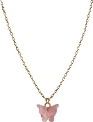 RosaStella Rose Gold Chain Butterfly Design Gold-plated Locket.(Style-86) Metal