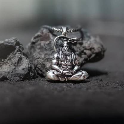 Krisha Collection Divine Hanuman Pendent Chain Mens Womens Religious Free Size Sliver Sterling Silver Stainless Steel Locket Set