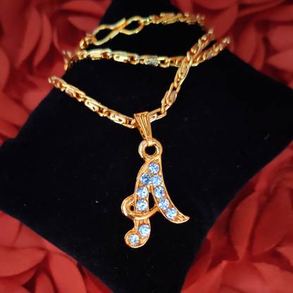 Shiv Jagdamba English Alphabet Initial Charms Letter Initial A Alphabet Pendant Brass Brass, Crystal Pendant
