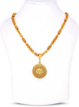 Minprice 1 Gram Gold Plated Mix Unique Necklace Golden Chain with Sun Diamond Pendant Gold-plated Brass