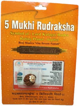 BHAKTI SHRINGAR 5 Mukhi Rudraksha Original Certified Lab Test & X-ray Report with Silver Capping Sterling Silver Wood Pendant