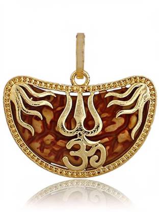 Garima mart Garima Ek Mukhi Rudraksha OM Trishul Pendant Wood, Metal