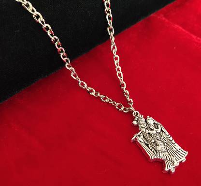 DCASE Silver Plated Good Quality Pendant,Lord Radha-Krishna Locket With Chain Silver Alloy Locket