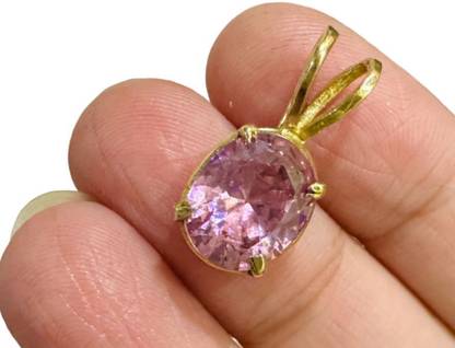 Chopra Gems Most Demanded & Beautiful 100% Effective Pink Sapphire Pendant For Unisex Silver Brass