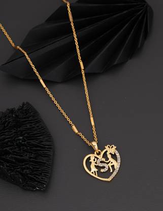 BOGHRA SALES Alphabet S Letter Gold-plated Diamond Alloy Pendant Chain For Girls,Women Gold-plated Cubic Zirconia Alloy Pendant