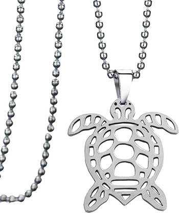 M Men Style Sea Turtle Ocean Theme Gifts for Turtle Lovers Silver Stainless Steel Pendant Sterling Silver Stainless Steel Pendant