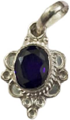 numeroastro Kaka Neeli Gemstone Pendant In Pure Silver With Lab Certificate Crystal Stone, Silver Pendant