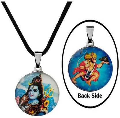 Shiv Hari Shiv Hari Religious Lord Hanuman And Lord Shiva Mahadev Stainless Steel Pendant Silver Stainless Steel Pendant Set