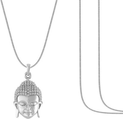 अक्षत सफायर Gautam Buddha Silver Chain Pendant for Kids (Upto 4 yrs) (Snake Chains:12 In) स्टर्लिंग सिल्वर पेंडेंट