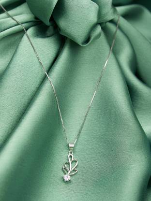 GIVA Sterling Silver Zircon Branch Necklace with Box Chain for women & girls Rhodium Sterling Silver Pendant