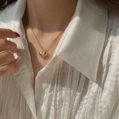 Meilicollection Anti-Tarnish Gold Plated Heart Pendant with Chain Gold-plated Stainless Steel Locket Set