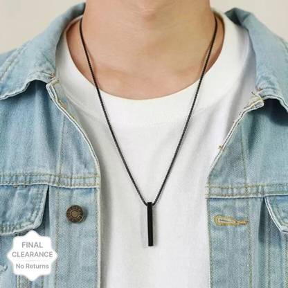zayraa Stunning Trendy Black Ball Bar Pendant for Boys and Men | Stylish Pendant Rhodium, Sterling Silver Alloy, Brass, Metal, Stainless Steel Pendant